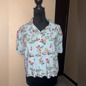 Passport Light Blue Shirt with Pineapple Design